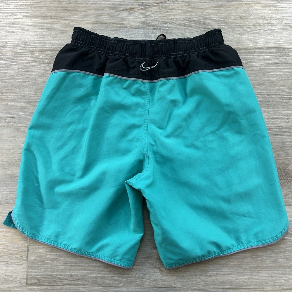Nike Board Shorts Men Medium Mesh Lined Embroidered Logo Teal Blue
